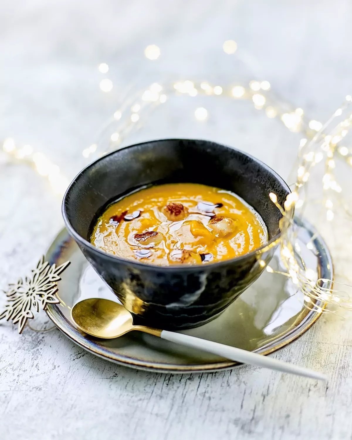 Velouté de potimarron aux Saint-Jacques