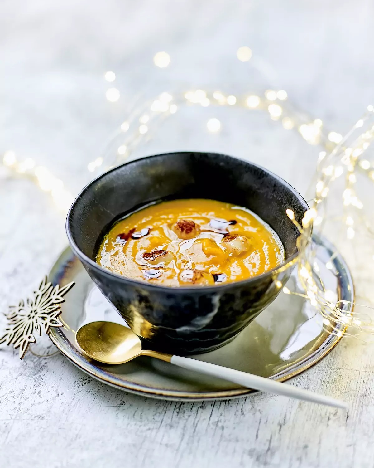 Velouté de potimarron aux noix de Saint Jacques