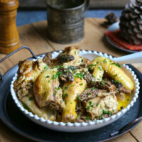 Poularde au vin jaune et aux morilles