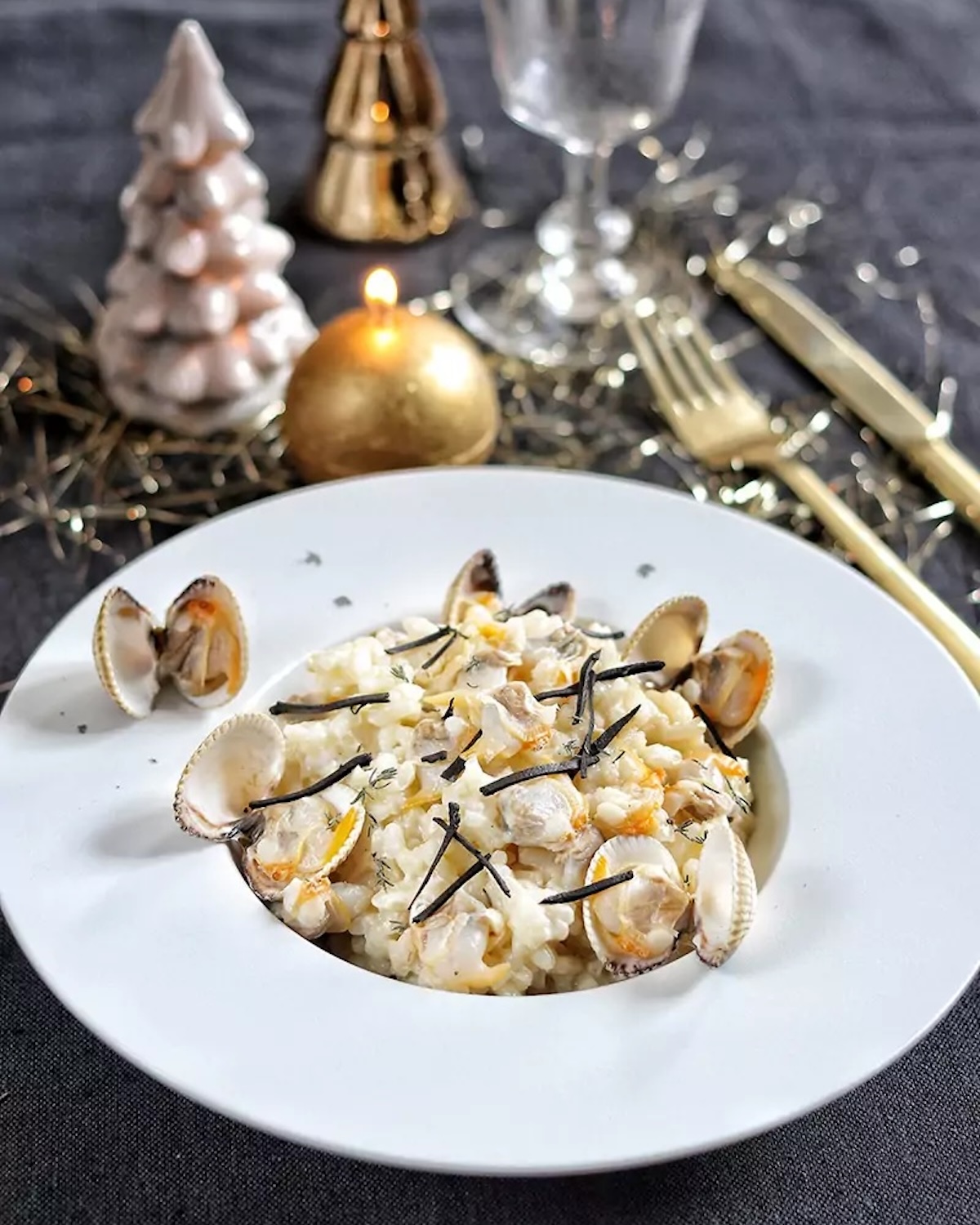 Risotto de Noël aux coques et à la truffe