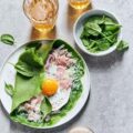 Crêpes aux épinards, jambon et oeuf