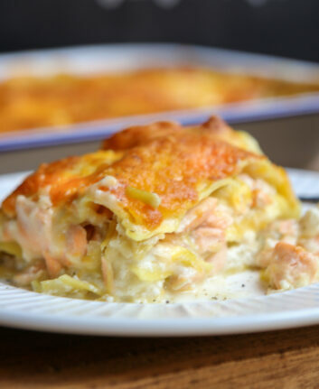Lasagnes au saumon, poireaux et ricotta