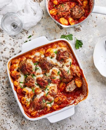 Gratin de gnocchis à l'agneau et sauce tomate