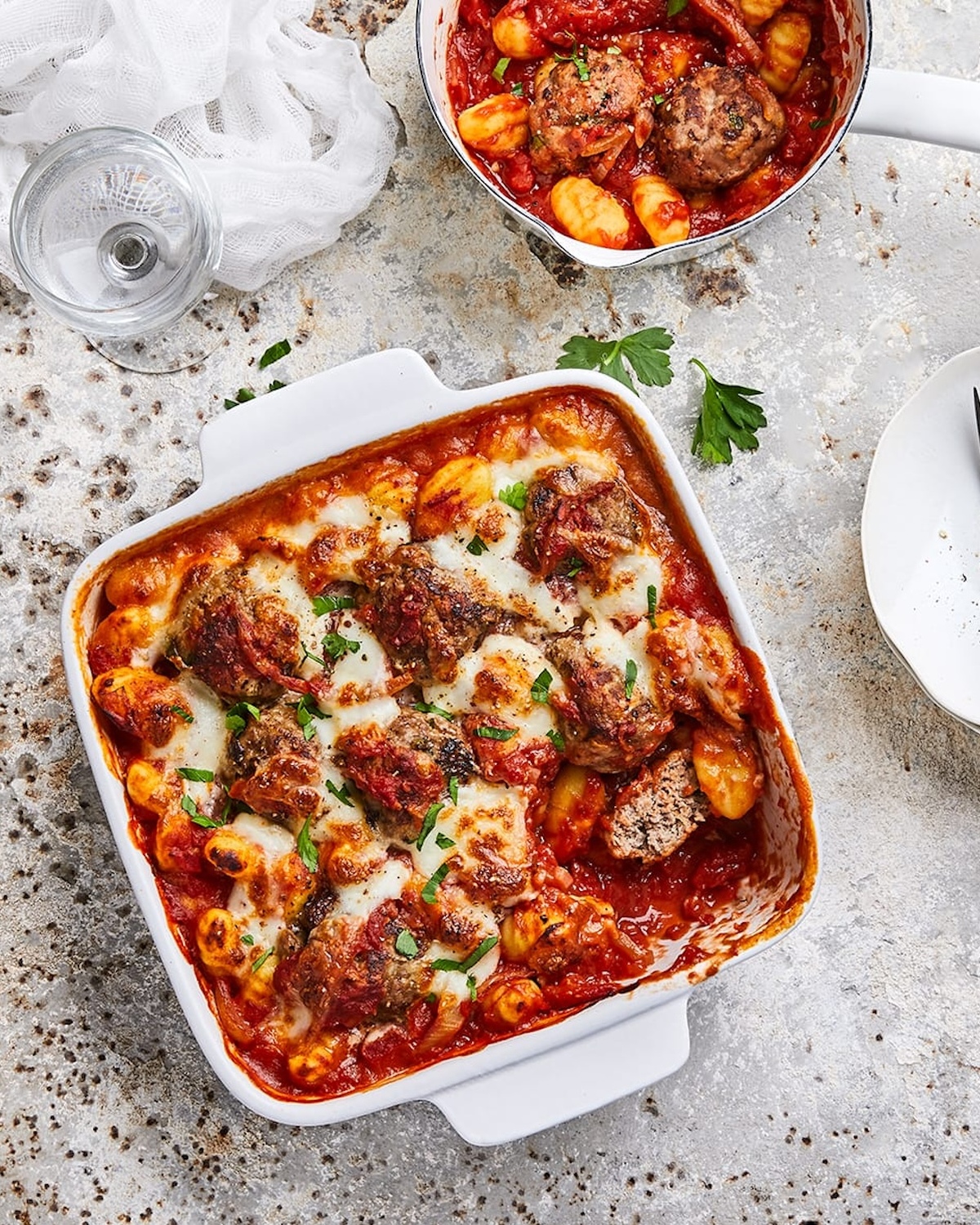 Gratin de gnocchis aux boulettes d'agneau