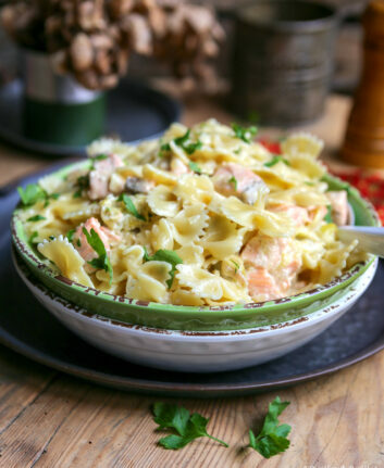 Pâtes au saumon et aux poireaux
