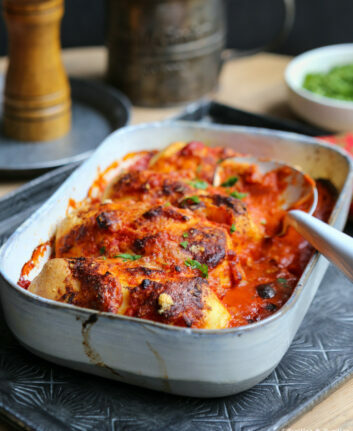 Quenelles sauce tomate et Parmesan, au four