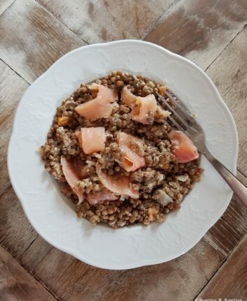 Salade de lentilles vertes de Bourgogne, truite fumée