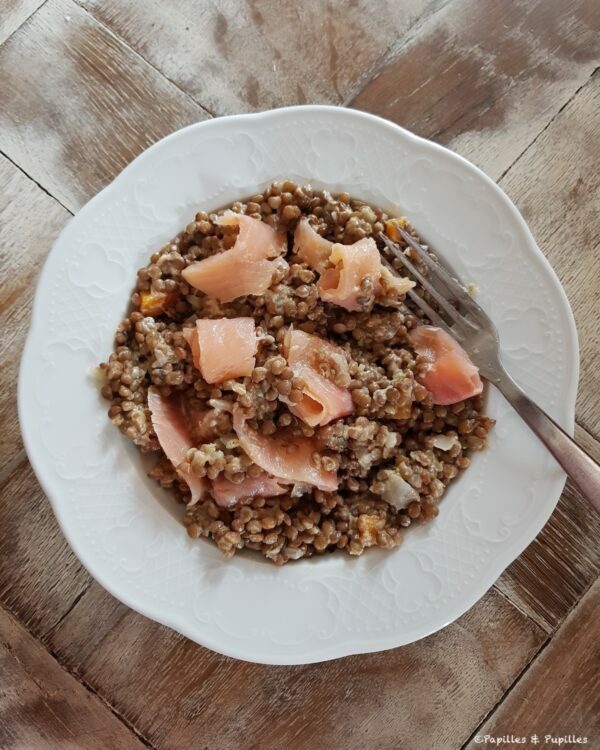 Salade de lentilles vertes de Bourgogne, truite fumée