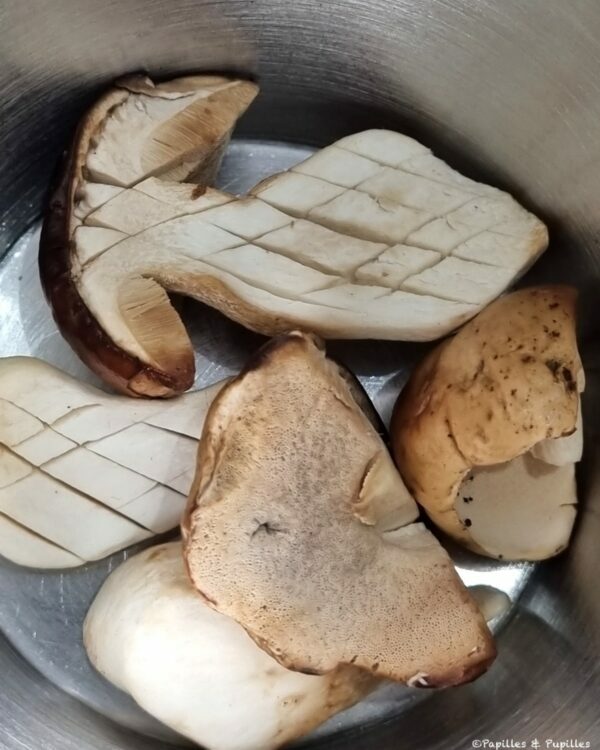 Cèpes crus quadrillés