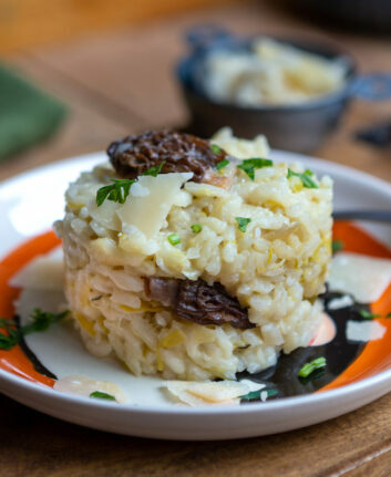 Risotto aux morilles et poireaux