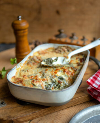 Gratin de blettes, béchamel et Parmesan