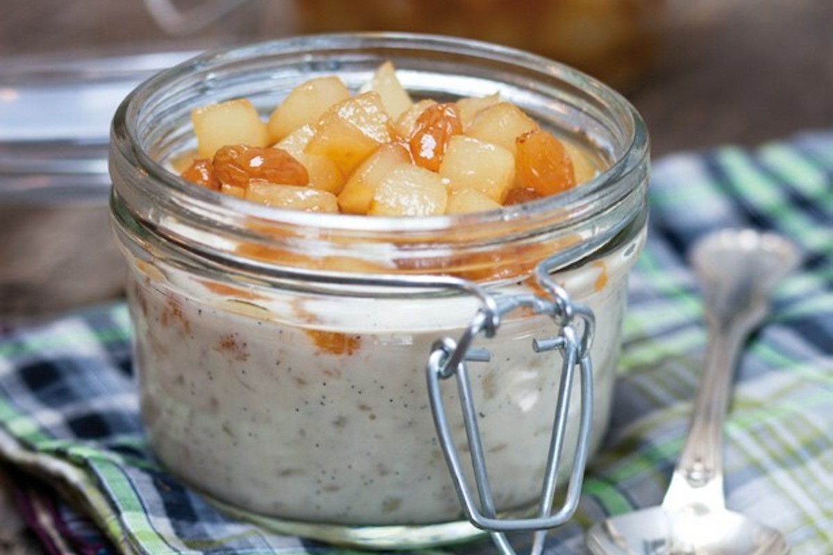 Riz au lait et poires compotées