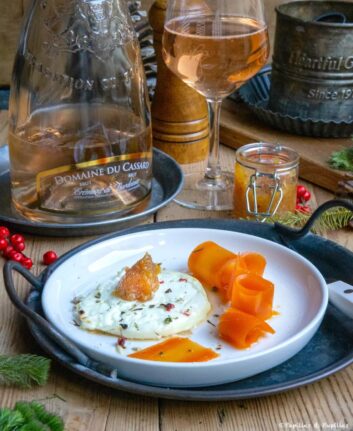 Chèvre frais, carottes au miel et confiture d'agrumes