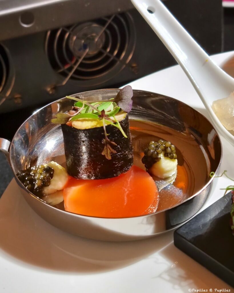 Esturgeon, caviar et gelée de pamplemousse