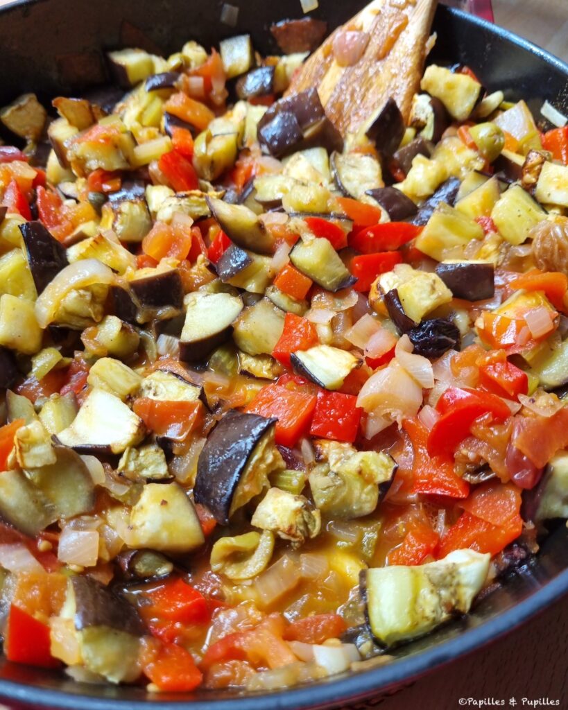 On mélange avec les aubergines