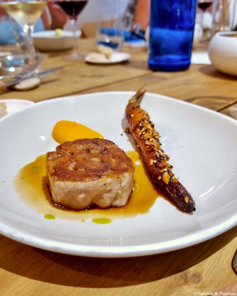 Filet mignon, carottes granola et purée carottes pêche