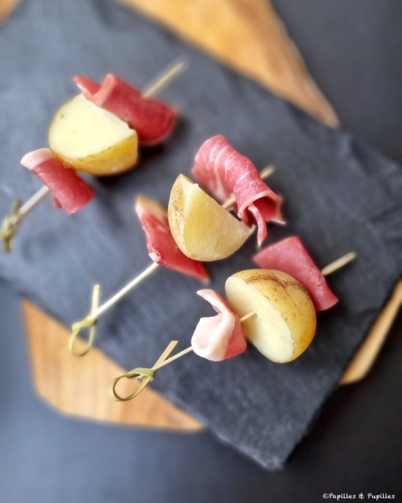 Brochettes jambon pommes de terre