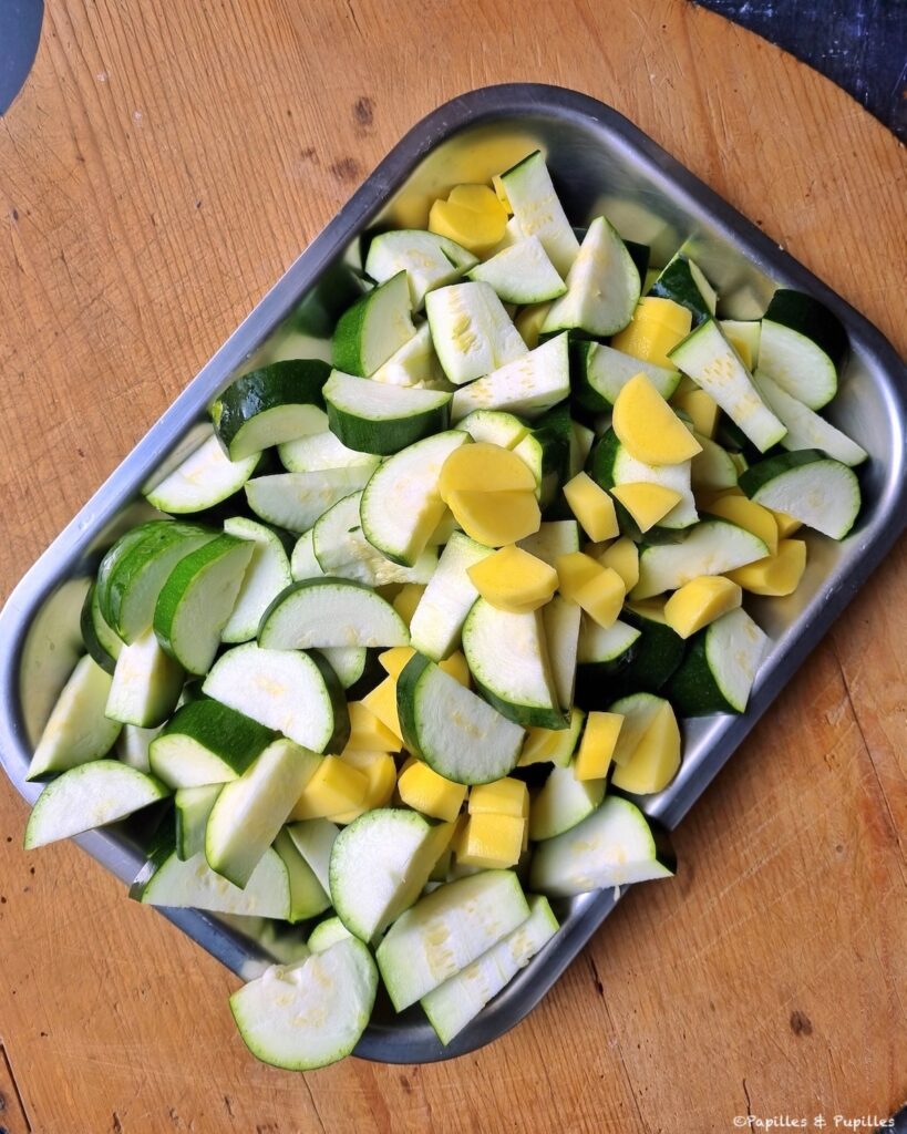Dés de courgettes et pommes de terre