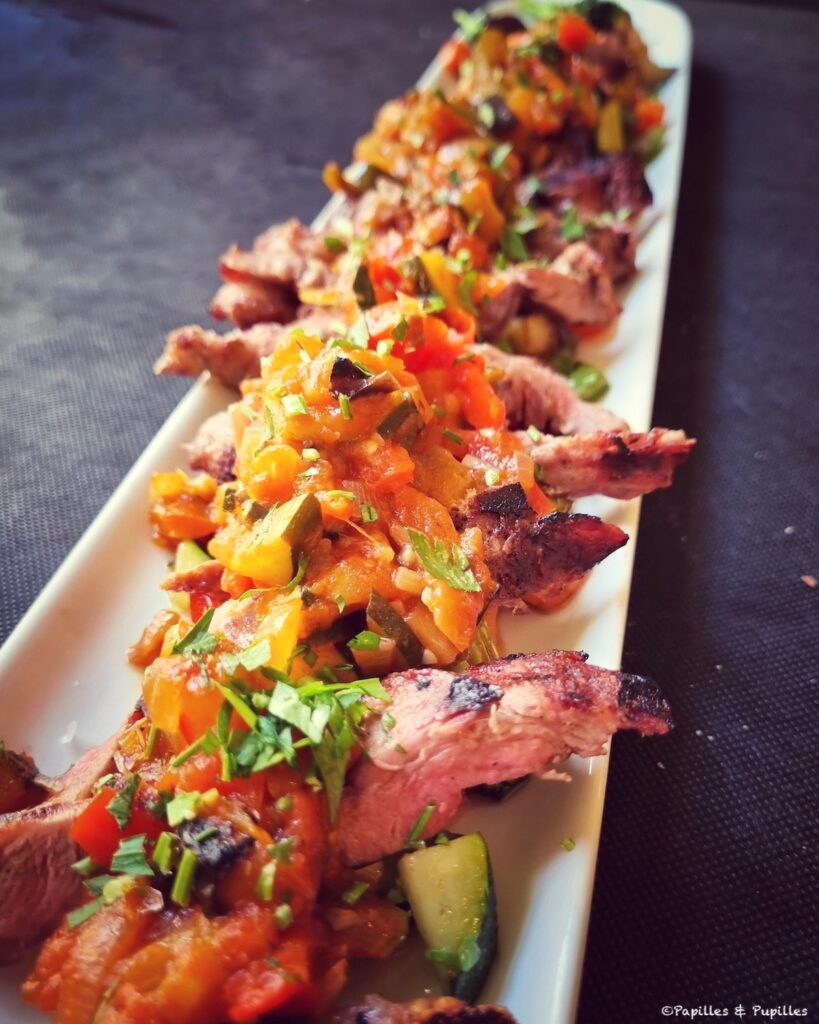 Pluma de porc et légumes sautés