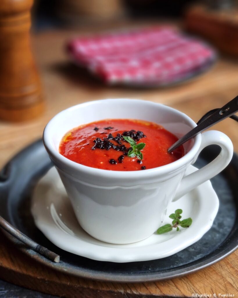 Soupe poivrons et tomates, rôtis
