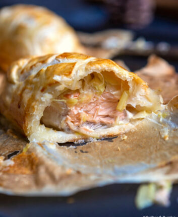 Feuilletés au saumon et poireaux
