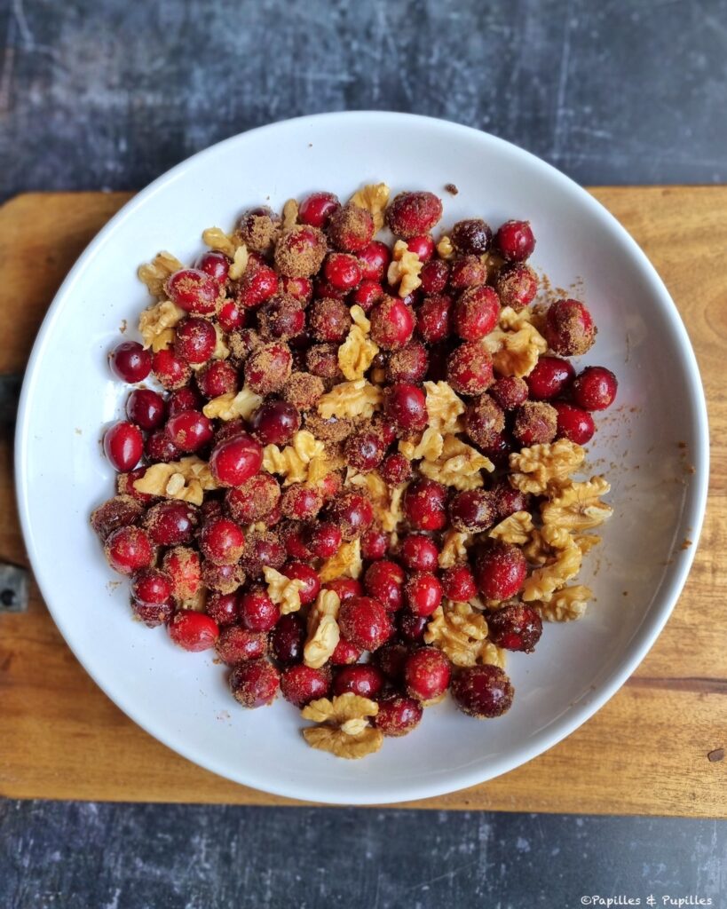 Mélange sucre, cranberries et noix