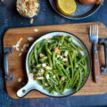 Haricots verts, échalotes ail et amandes