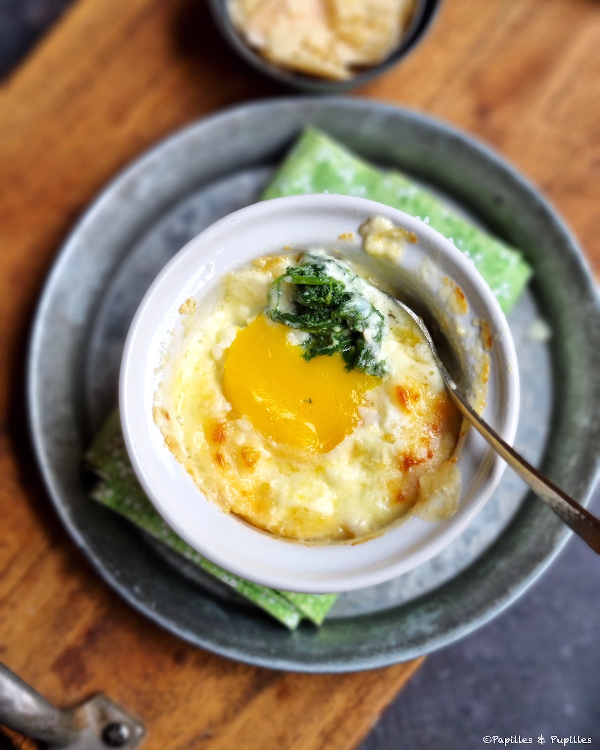 Oeuf cocotte épinards Parmesan