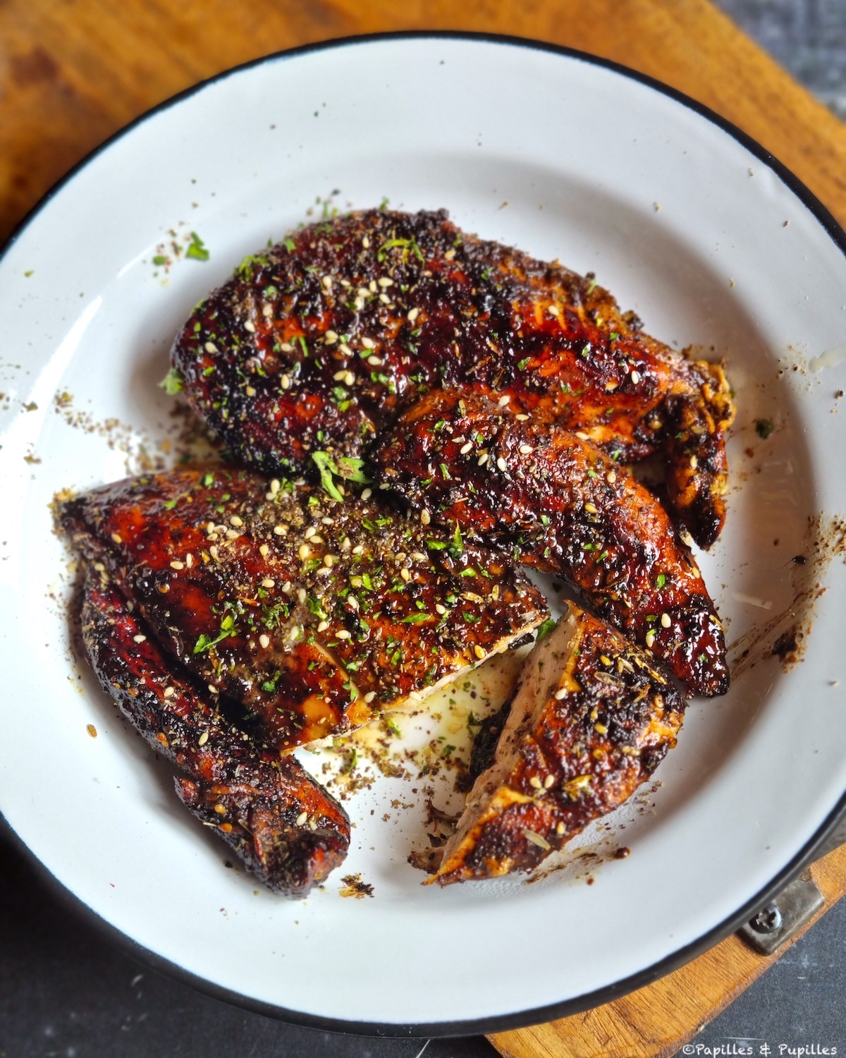 Escalopes de poulet au zaatar et grenade