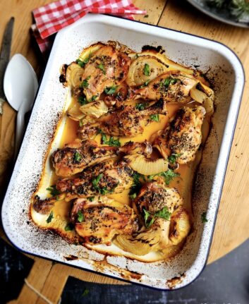 Cuisses de poulet au citron miel et herbes