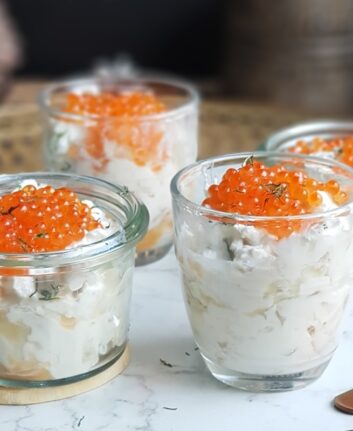 Verrines burrata oeufs de truite