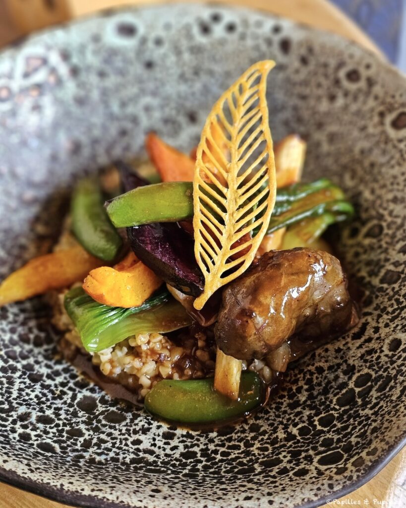 Fricassée de légumes cuisinés, jus aux aromates