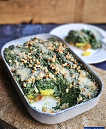 Gratin d'épinards, pommes de terre et haddock