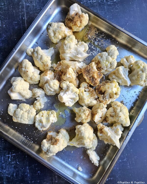 Chou-fleur, épices et huile