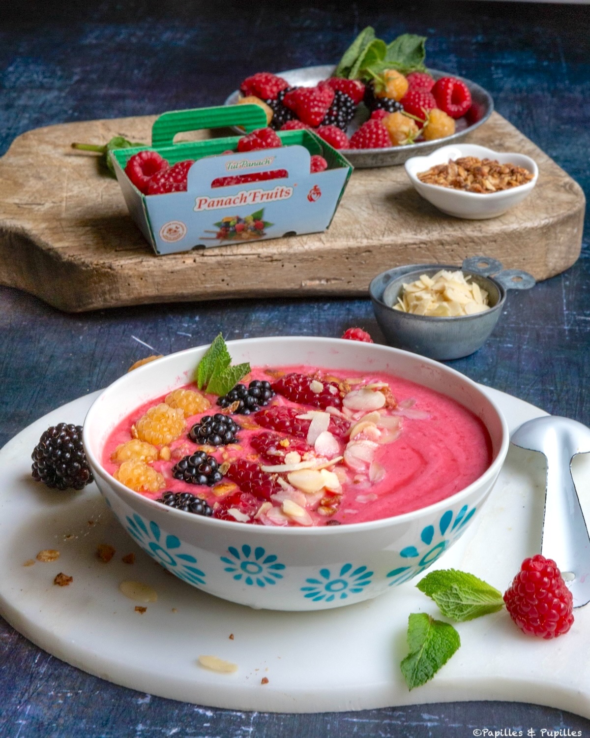 Smoothie framboises amandes vanille