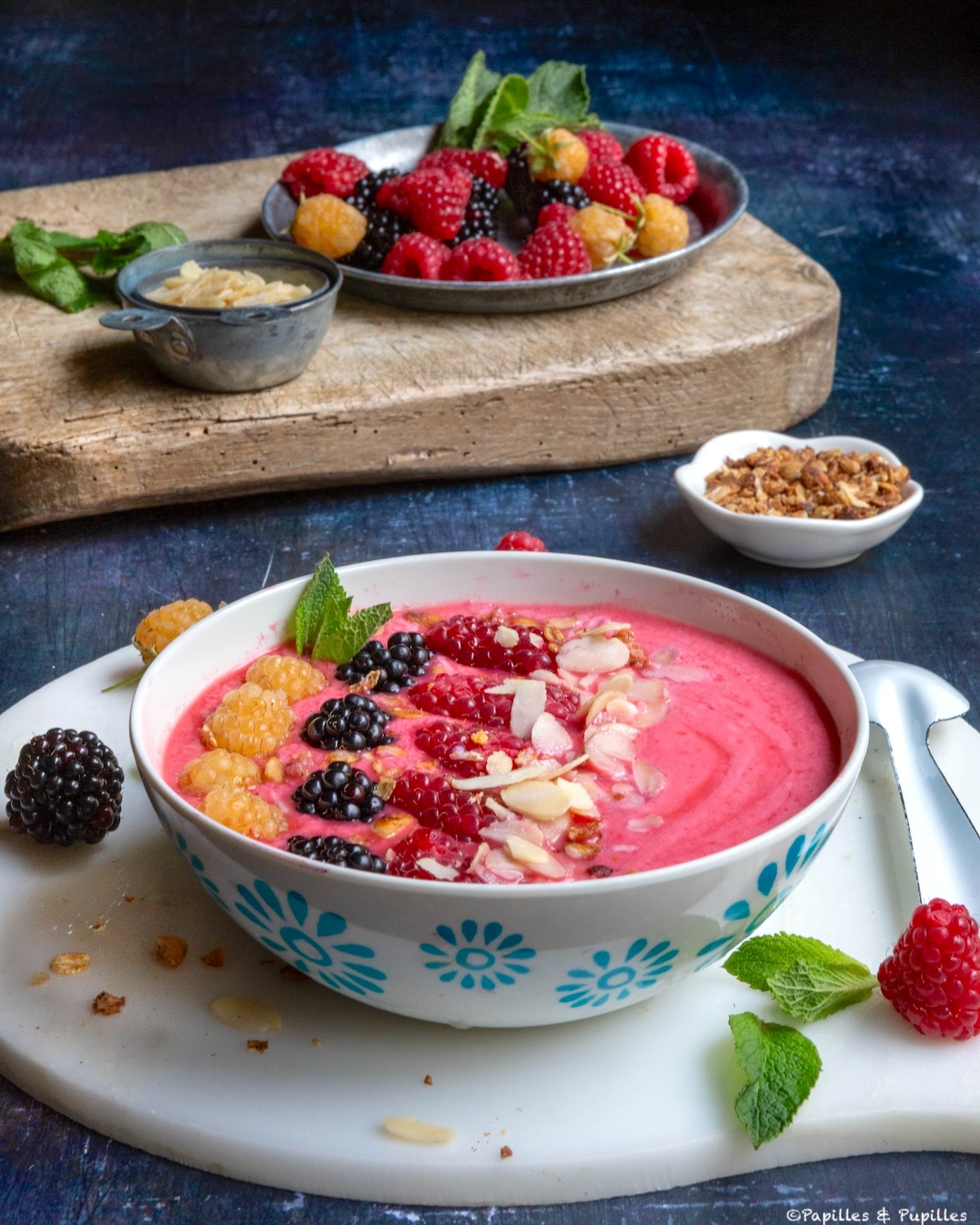 Smoothies framboises amandes vanille