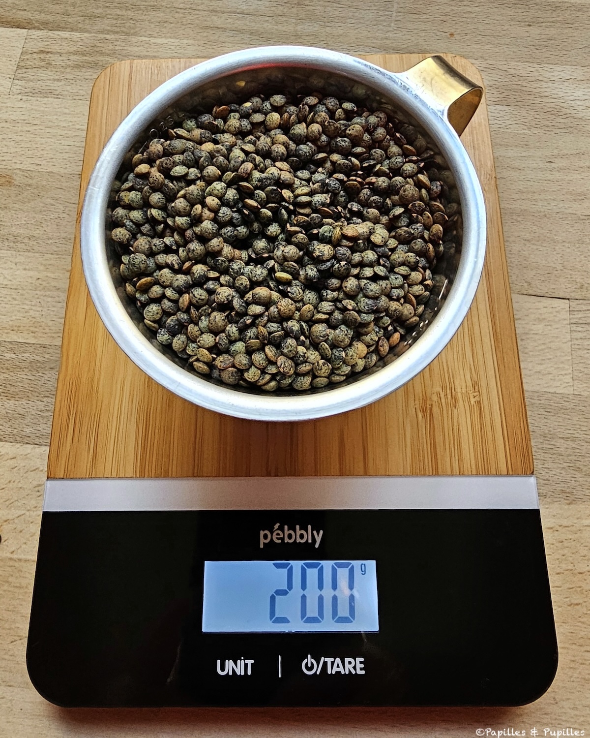 Tasse de lentilles vertes