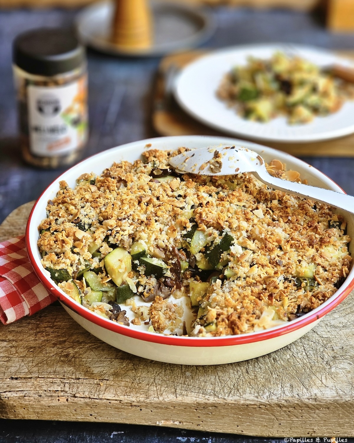 Crumble courgettes champignons Parmesan