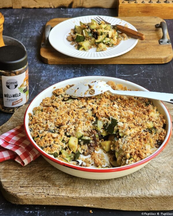 Crumble courgettes champignons Parmesan
