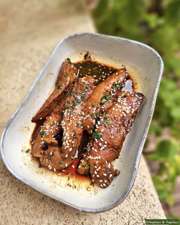Aiguillettes de canard sauce soja et miel