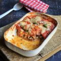 Gratin d'aubergines, fromage et boeuf haché