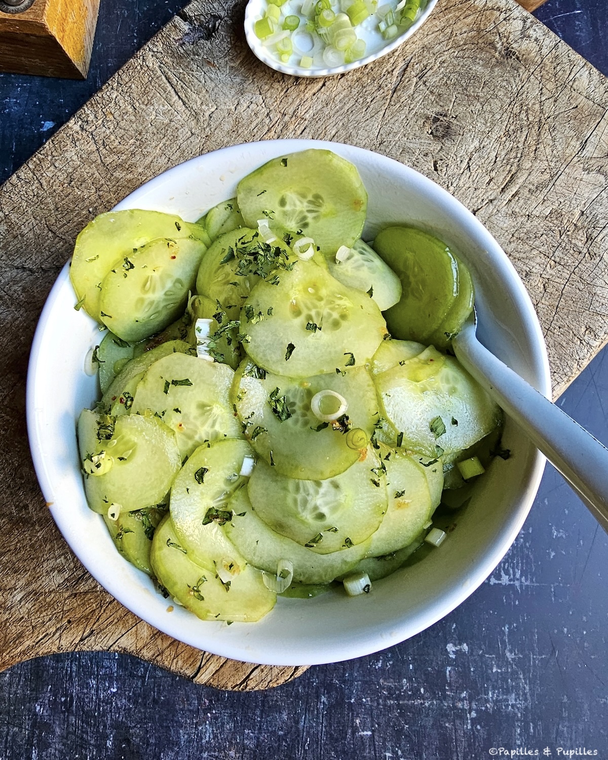 Salade de concombre ail, gingembre et soja