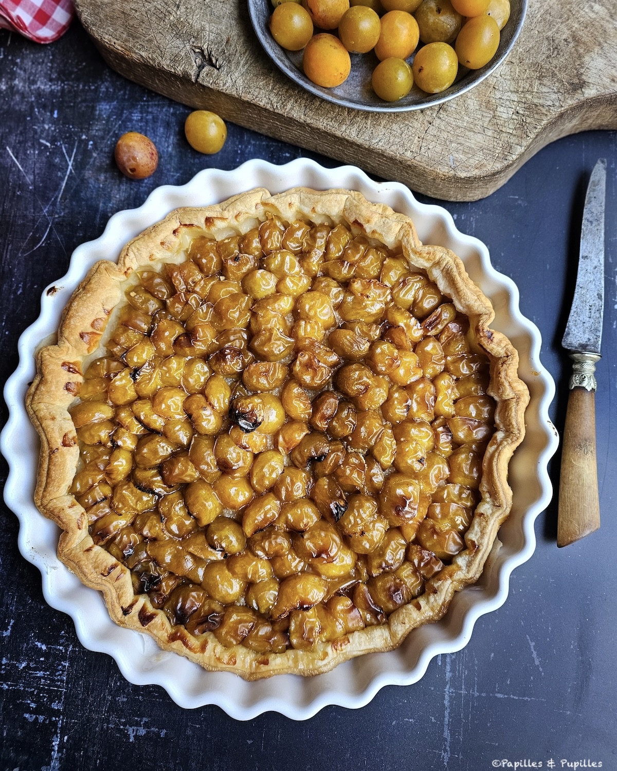Tarte aux mirabelles et au gingembre, parfumée et fruitée