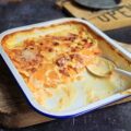 Gratin de patates douces ail et gingembre entamé