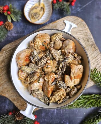 Médaillons de porc, sauce morilles et cognac