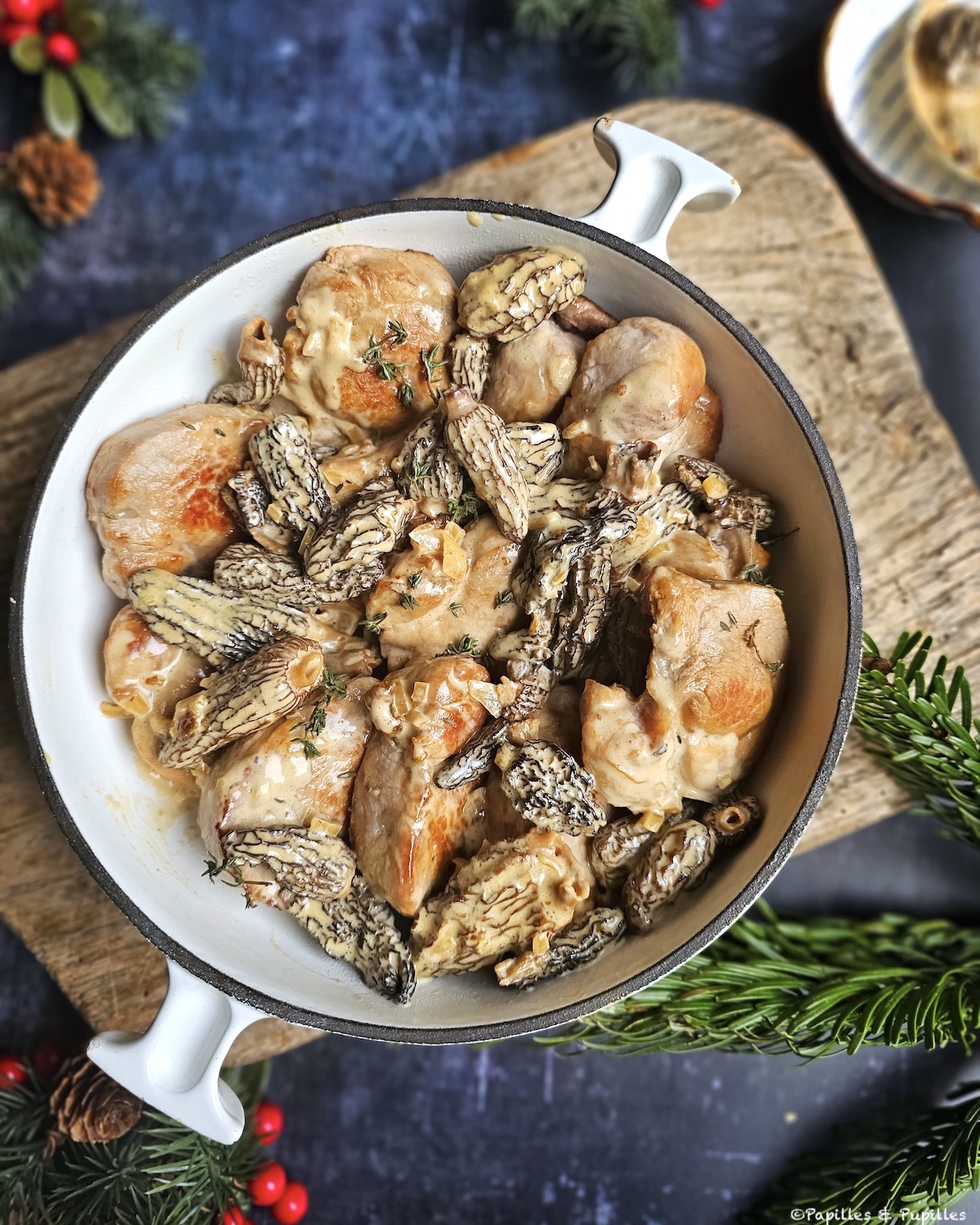 Médaillons de porc, sauce crémeuse aux morilles et cognac