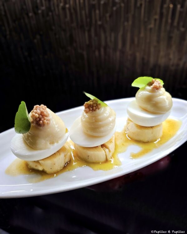 Œuf mayo 520 secondes, pomme de terre fondante, mayonnaise tournesol, pickles moutarde