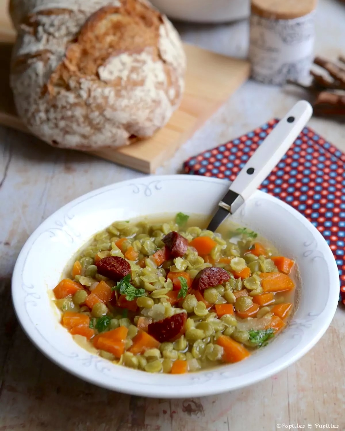 Soupe de pois cassés au chorizo