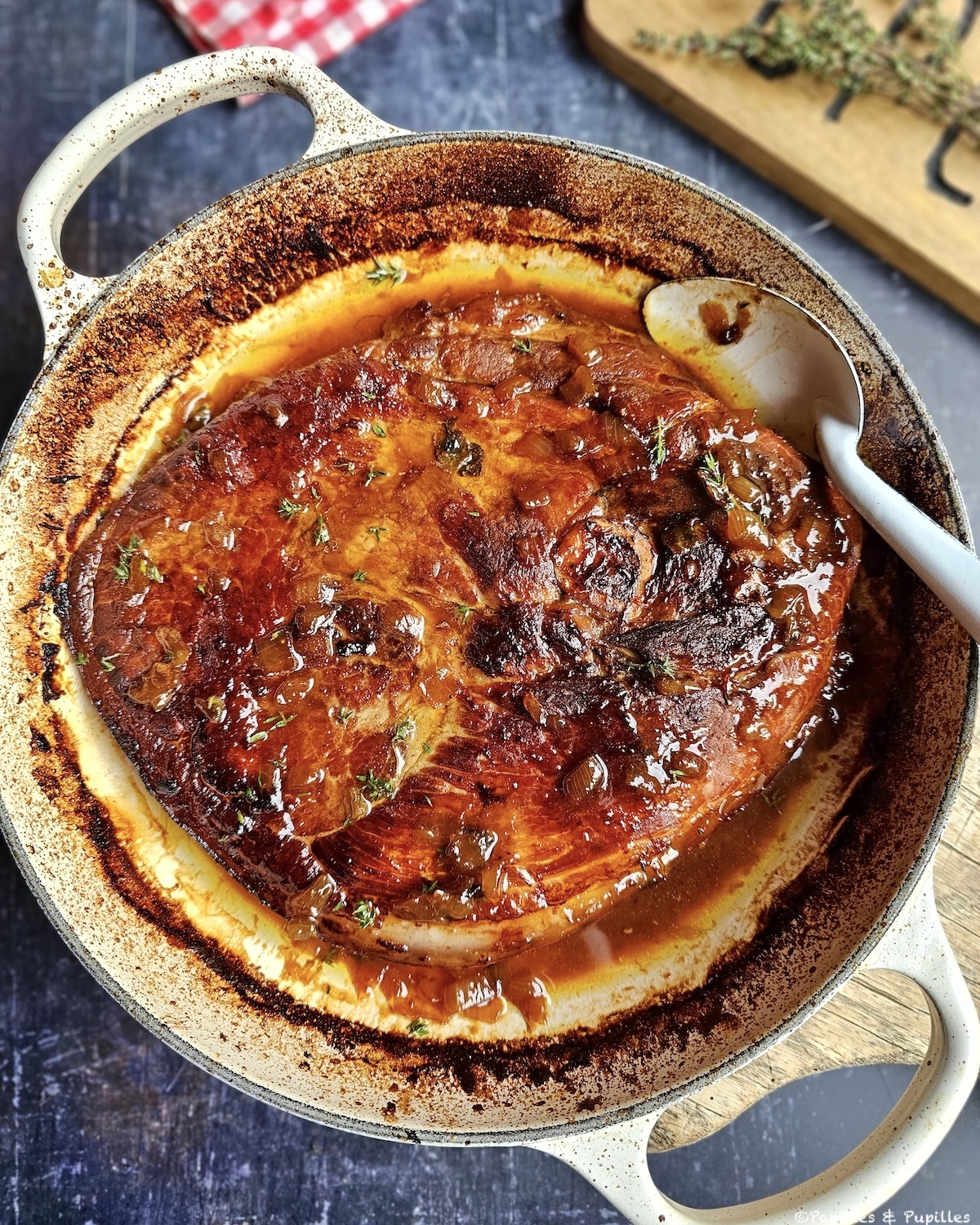 Rouelle de porc, rhum, orange, gingembre