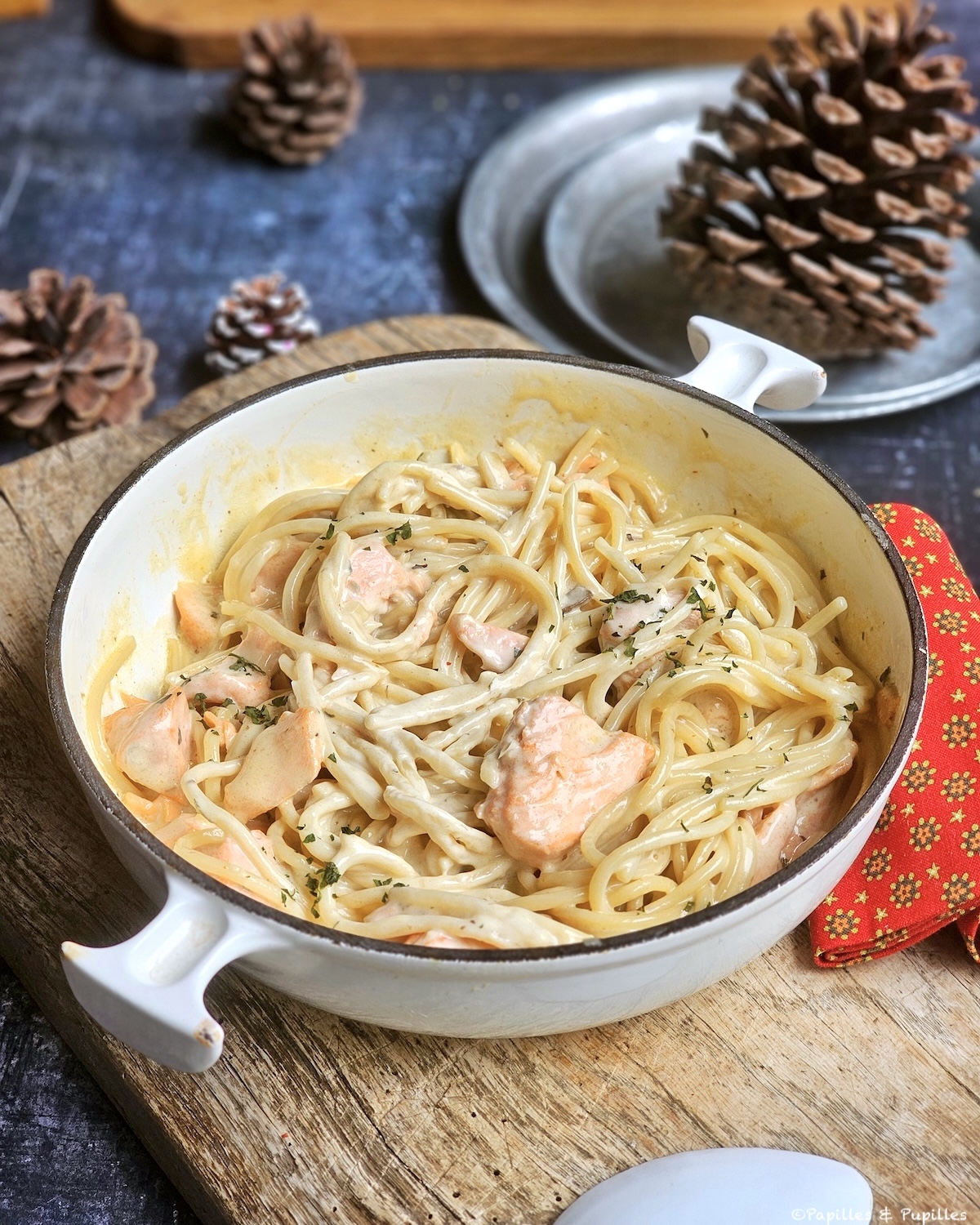 Pavés de truite et pâtes sauce crémeuse